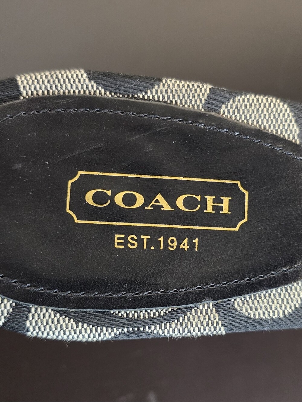 Coach Kathie Black Sandals in Signature Jacard with Gold Tone Logo in Size 8.5 - Picture 3 of 5